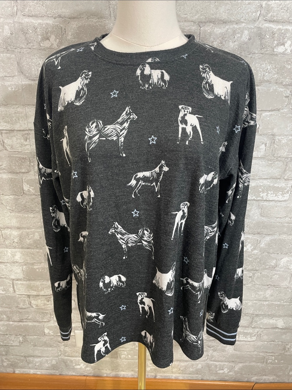 P.J. Salvage Grey All Over Dog Print PJ Top